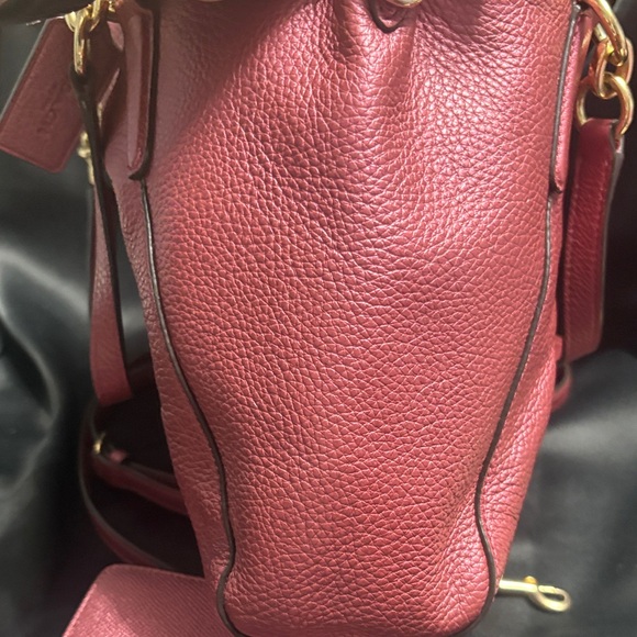 Coach Kelsey Metallic Berry Leather Shoulder Bag - Picture 7 of 11